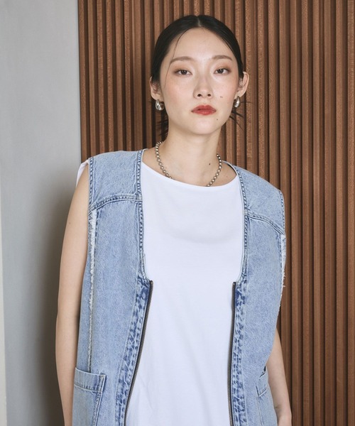 ベスト ジレ デニムZIPベスト　680355 レディースの画像