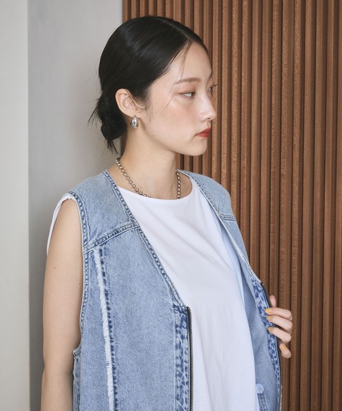 ベスト ジレ デニムZIPベスト　680355 レディースの画像