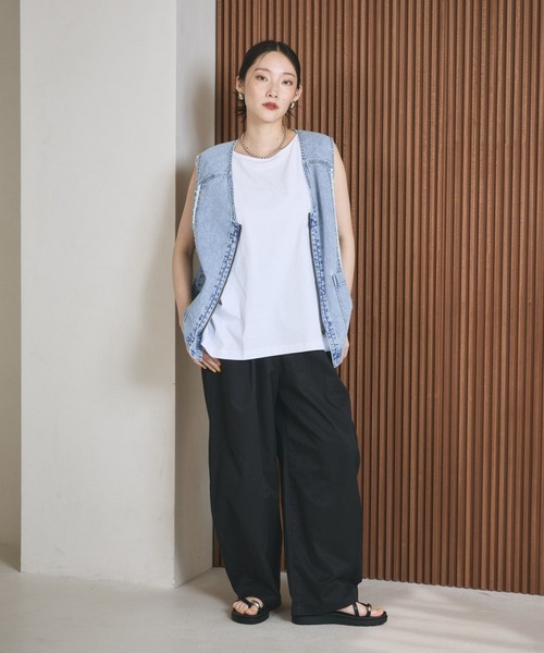 ベスト ジレ デニムZIPベスト　680355 レディースの画像