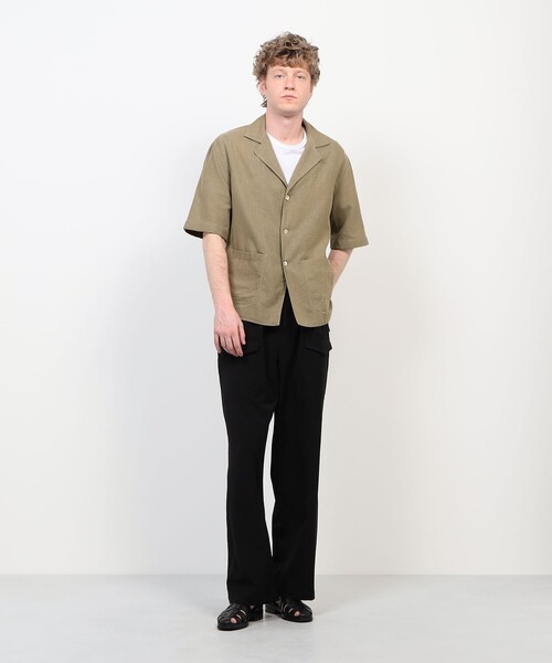 シャツ 「別注」Salvatore Piccolo CUBA コットンメッシュ オープンカラー ハーフスリーブシャツ メンズの画像