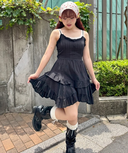 SOLLON.（ソルロン） ワンピース 夏 フリルティアードミニキャミ