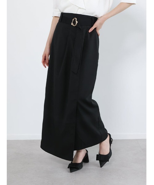 黒のスカート シルバーバックル fifth（フィフス） ロング スカート ゴールドバックルベルト付きI