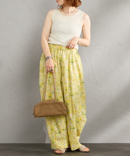 ワイドパンツ パンツ 「HARVESTY/ハーベスティ」 花柄 イージー サーカスパンツ レディースの画像