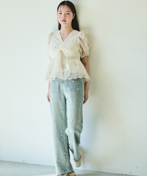 「paravion」 デニムパンツ LARGE ライトブルー レディース_画像9