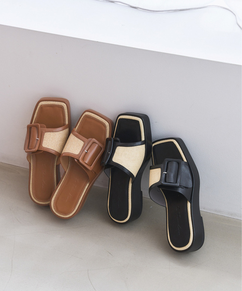 「LE TALON」 フラットサンダル LARGE キャメル レディース_画像2