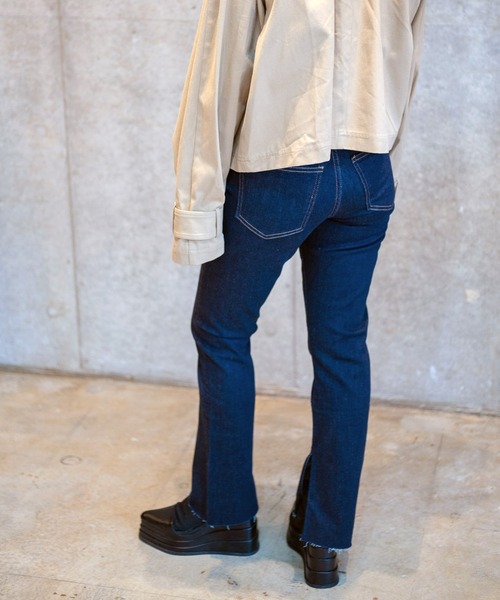 「gina tricot」 デニムパンツ 34 ダークネイビー レディース_画像6