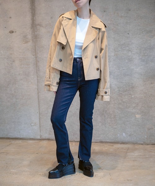 「gina tricot」 デニムパンツ 34 ダークネイビー レディース_画像7
