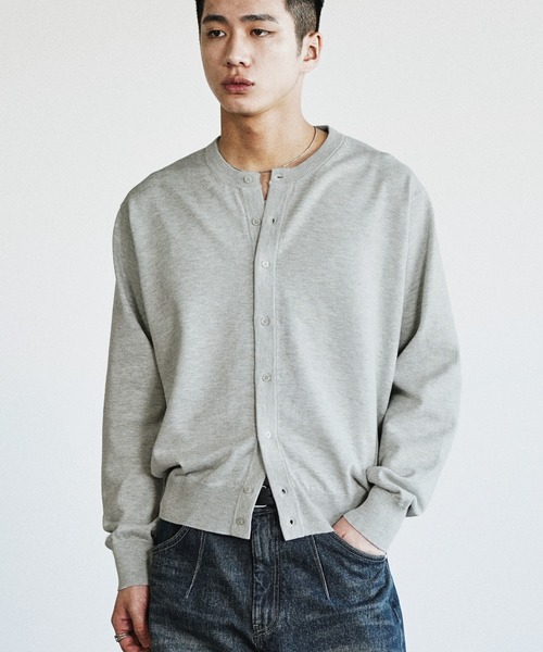 「WYM LIDNM」 ニットカーディガン L チャコール メンズ_画像2