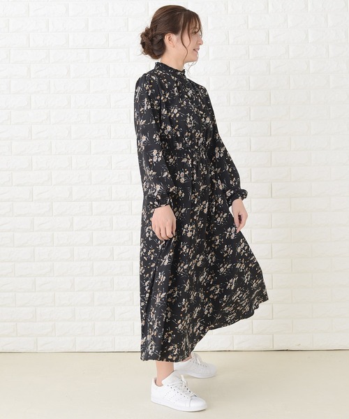 Lace Ladies ワンピース 花柄フレア 長袖ロングワンピース