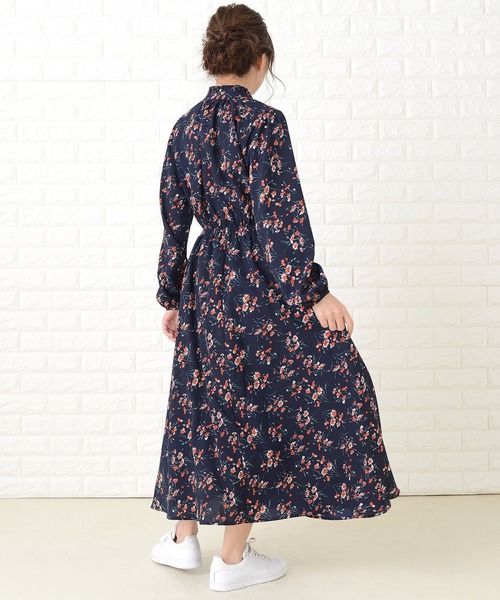 Lace Ladies ワンピース 花柄フレア 長袖ロングワンピース