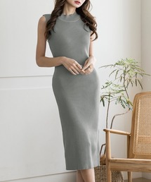 ハイネック レディー ノースリーブ シャツワンピース Julia Boutique ワンピース ハイネックノースリーブタイトニット