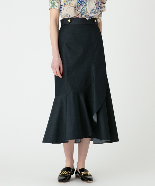 【オシャレ☆LOULOU WILLOUGH by】黒　レーススカート　サイズ1 LOULOU WILLOUGHBY】ケミカルフラワーレーススカート