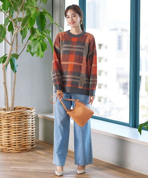 Tiaclasse ニット セーター 「洗える」チェック柄プルオーバーニット