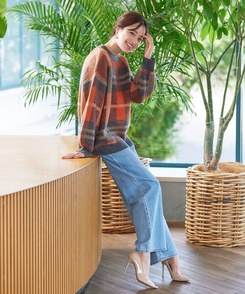 Tiaclasse ニット セーター 「洗える」チェック柄プルオーバーニット