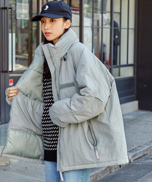 アイボリー ビッグシルエット ダウンジャケット MONO-MART（モノマート） ダウンコート ダウンジャケット 2WAY 撥水