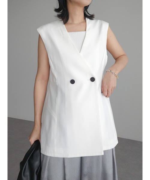 美品 IRENE アイレネ オーバーサイズ ジレ ベスト ダブル ベルト グレー 美品 IRENE アイレネ オーバーサイズ ジレ ベスト ダブル ベルト