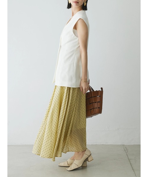 ★新品★Rene★ジレ シャツ ブラウス ベスト★36★カーキ ストライプ★ ☆新品☆Rene☆ジレ シャツ ブラウス ベスト☆36☆カーキ