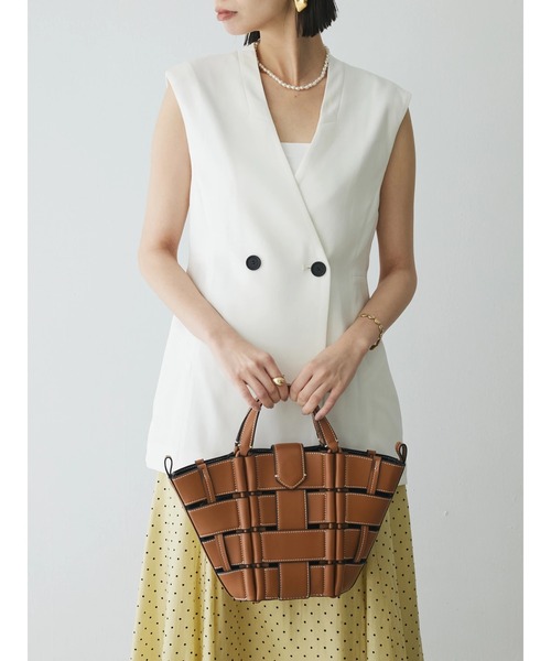 ★新品★Rene★ジレ シャツ ブラウス ベスト★36★カーキ ストライプ★ ☆新品☆Rene☆ジレ シャツ ブラウス ベスト☆36☆カーキ