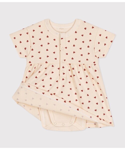 PETIT BATEAU ワンピース ハートプリントドレスボディ キッズ