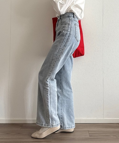 デニムパンツ ワイド ハイウエスト ポケット (S/M) Cham. ジーンズ デニム デニムパンツ ハイウエストデニムワイド