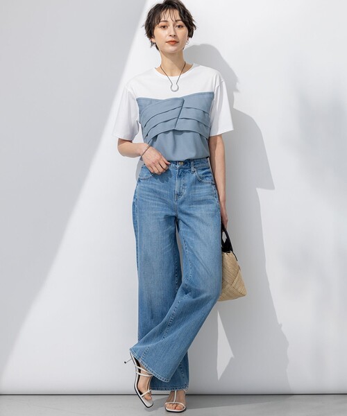 ✨極美品✨ 23区 24-25SS スムースデザイン コンビ カットソー 洗える 23区｜【WEB限定カラーあり/洗える】スムースデザイン コンビ