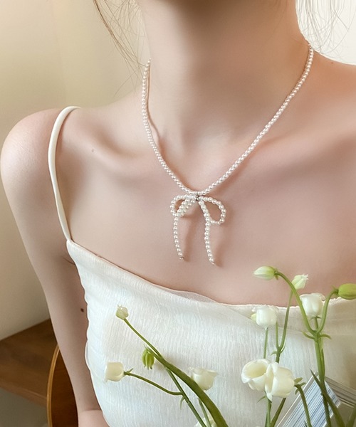 DiamondHearts（ダイヤモンドハーツ） ネックレス パールリボン