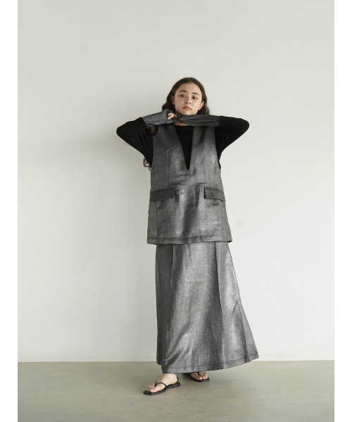 FIKA. ベスト ジレ Glitter mix v-neck vest レディース