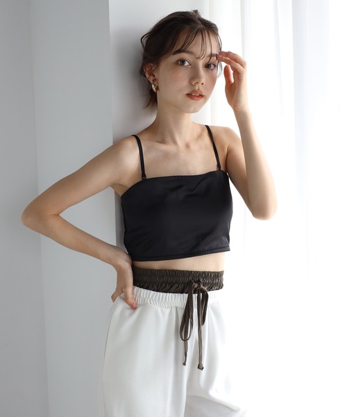 ENC カップ付き キャミソール 2way satin bare top / 2wayサテンベア