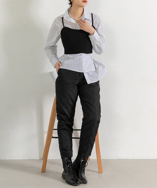 DAY CLOSET パンツ レディース きれいめシルエット。キルティング