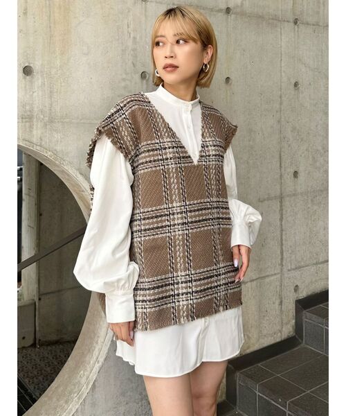 MURUA（ムルーア） ワンピース オリジナルツイードシャツワンピース