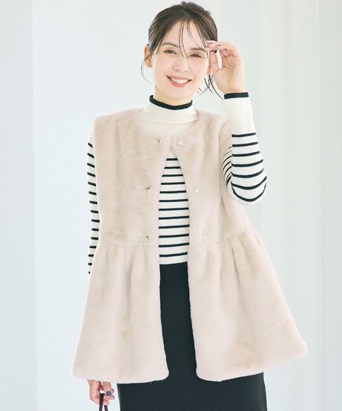 coca（コカ） ベスト ジレ ファーペプラムベスト レディース