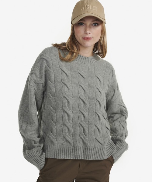 AIGLE / エーグル サステナブルウール ケーブルニット セーター AIGLE ニット セーター サステナブルウール ケーブルニット