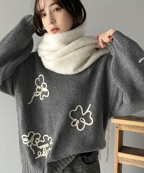 【mily bilet】秋冬のあったかニット。ウールライクフラワーコード刺繍ニットプルオーバーニット 楽天市場】【mily bilet】 トップス ニット レディース ウール