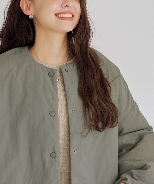 titivate ジャケット ノーカラージャケット ノーカラー中綿ジャケット