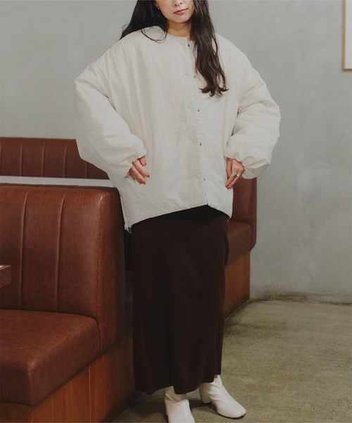 titivate ジャケット ノーカラージャケット ノーカラー中綿ジャケット