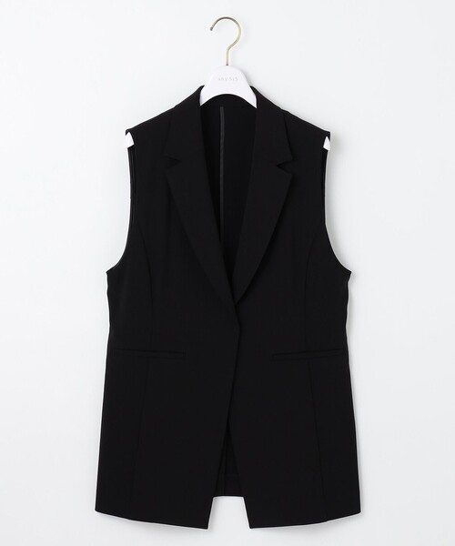 【洗える】セレモニーダブルクロス ジレ（ブラックSサイズ） ANY SIS（エニィスィス） コート アウター 「洗える」セレモニーダブル