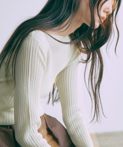ニット セーター Boat Neck Ribbed Sheer Knit レディース EN NEUME ニット セーター Boat Neck Ribbed Sheer Knit