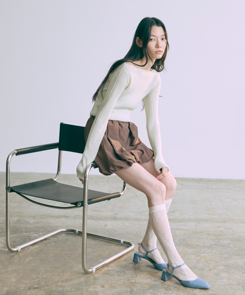 ニット セーター Boat Neck Ribbed Sheer Knit レディース EN NEUME ニット セーター Boat Neck Ribbed Sheer Knit