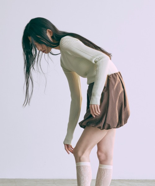 EN NEUME ニット セーター Boat Neck Ribbed Sheer Knit