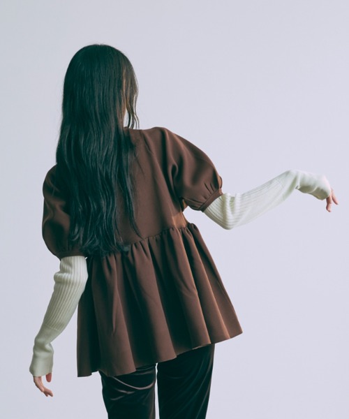 EN NEUME ニット セーター Boat Neck Ribbed Sheer Knit