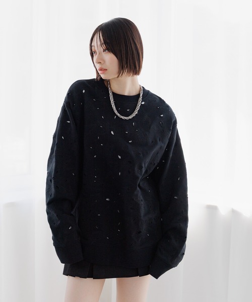 トレーナー スウェット 「UNISEX」フラワーカットアウトスウェット レディース メンズ