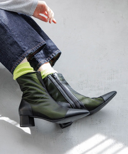 「LOWRYS FARM」 ショートブーツ MEDIUM ブラック レディース_画像3