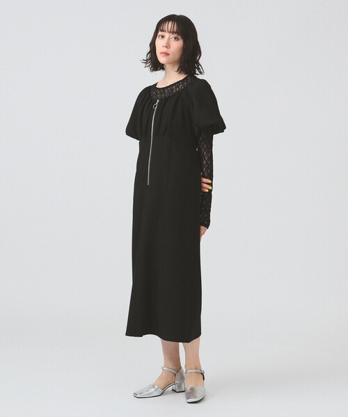 Ray BEAMS ワンピース ジャカード フロント ジップ パフ