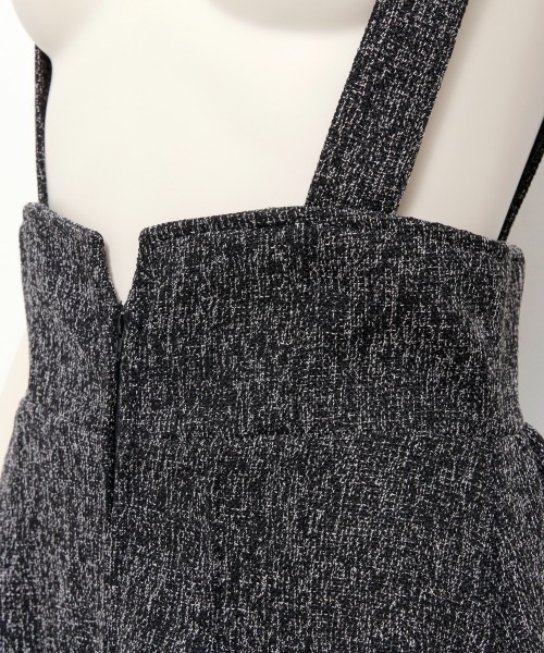 ジャンパースカート ツイード調フロントジップハイウエストジャンスカ