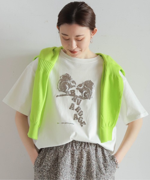 tシャツ リス箔PT　半袖TEE レディース