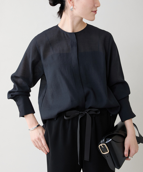 【美品】VERMEIL par iena リネンコンオーガンジーシアーブラウス 美品】VERMEIL par iena リネンコンオーガンジーシアーブラウス