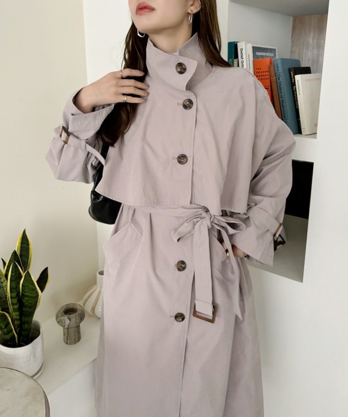 Ada. トレンチコート コート ウエストベルト付き スタンドカラー