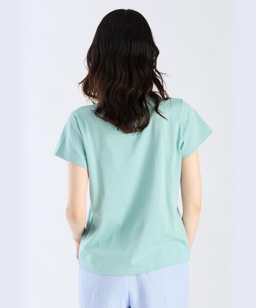 agnes b. アニエスベー　Brando ロゴプリント　半袖Tシャツ　ブルー ロゴプリント コットン 半袖Tシャツ 
