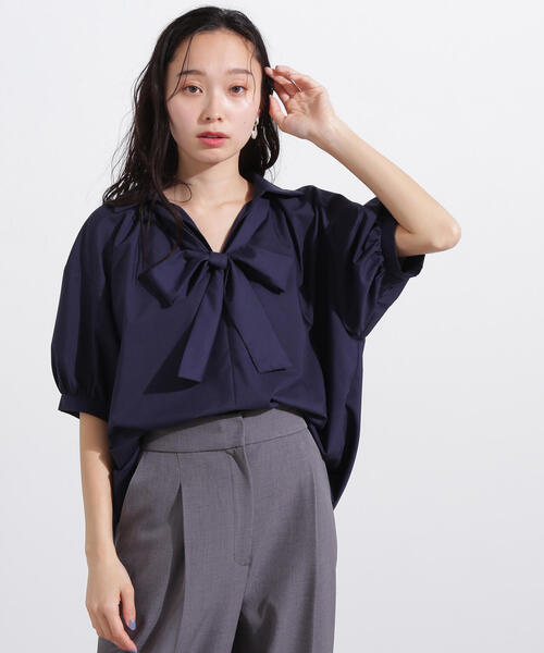 「N.（N. Natural Beauty Basic）」 半袖シャツ MEDIUM ネイビー レディース N.（N. Natural Beauty Basic）（エヌエヌナチュラル