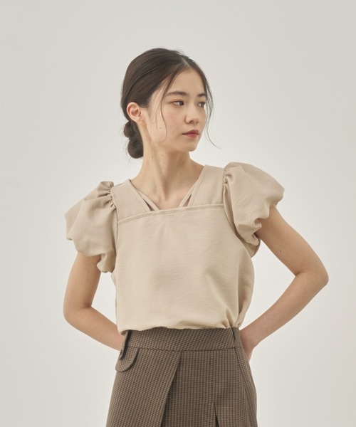 moi tytto（モイテュット） ブラウス シャツ 半袖 リバーシブルパフ